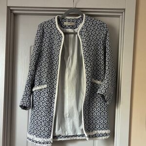 Zara Navy and White Patterned Blazer